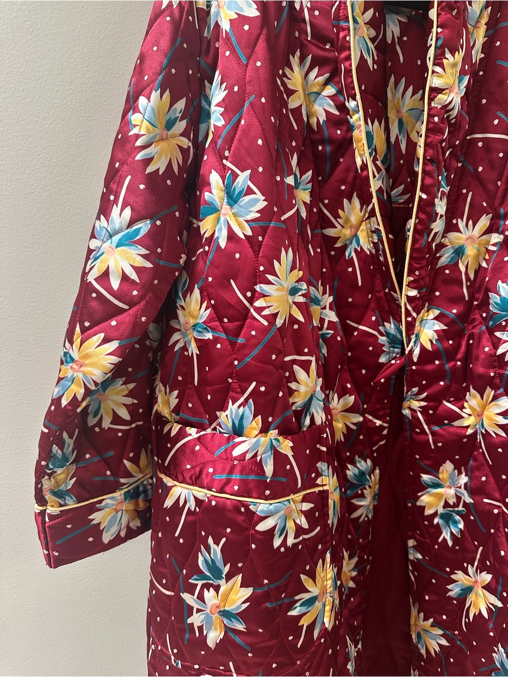 Quilted Floral Robe - Red - Picture 6 of 6